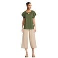 thumbnail image 2 of Time and Tru Women's Wide Leg Hacci Pants, Sizes XS-XXXL, 2 of 6