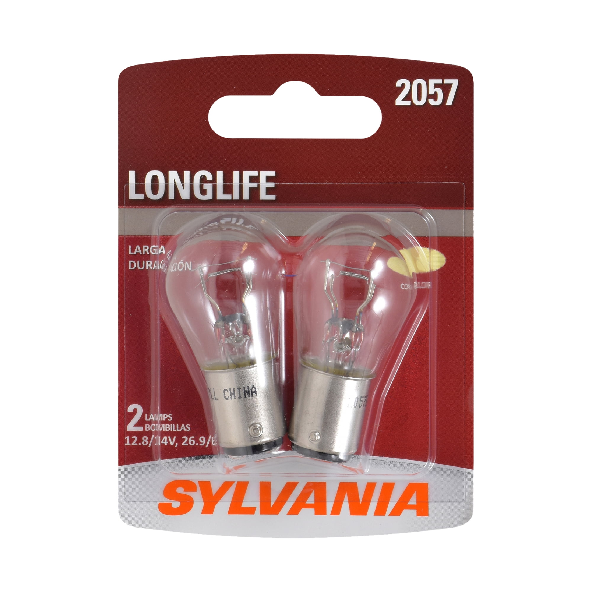 Sylvania 2057 Long Life Automotive Mini Bulb, Pack of 2.
