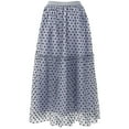 thumbnail image 1 of WBQ Women's Floral Printed Elastic Waist A Line Pleated Ruffle Midi Skirt Dark Blue Tag XXL/US 14, 1 of 7