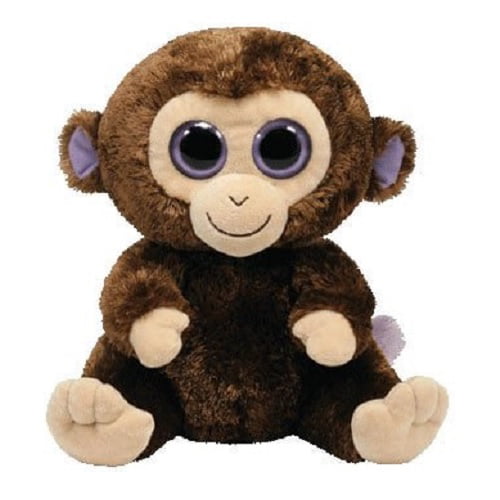 TY Beanie Boos - COCONUT the Monkey (Medium Size - 9 Inch) (Solid Color Eyes and Purple Tags)