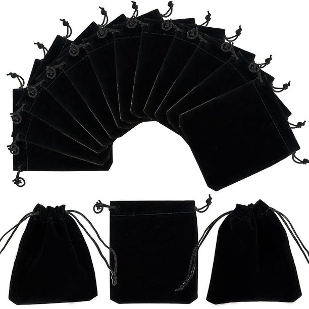 Paquete de 50 Bolsas de Terciopelo Negro para Joyas YUANXCMXG 3,9 x 4,7 Pulgadas