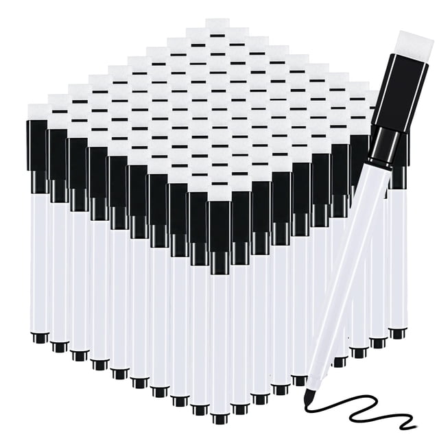 RETON Marqueurs Magnétiques Réinscriptibles à Séchage Rapide pour Tableau Blanc avec Capuchon Effaceur (100 Pcs, Noir)