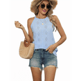 thumbnail image 2 of High Neck Sleeveless Halter Tank Tops Light Blue M, 2 of 7