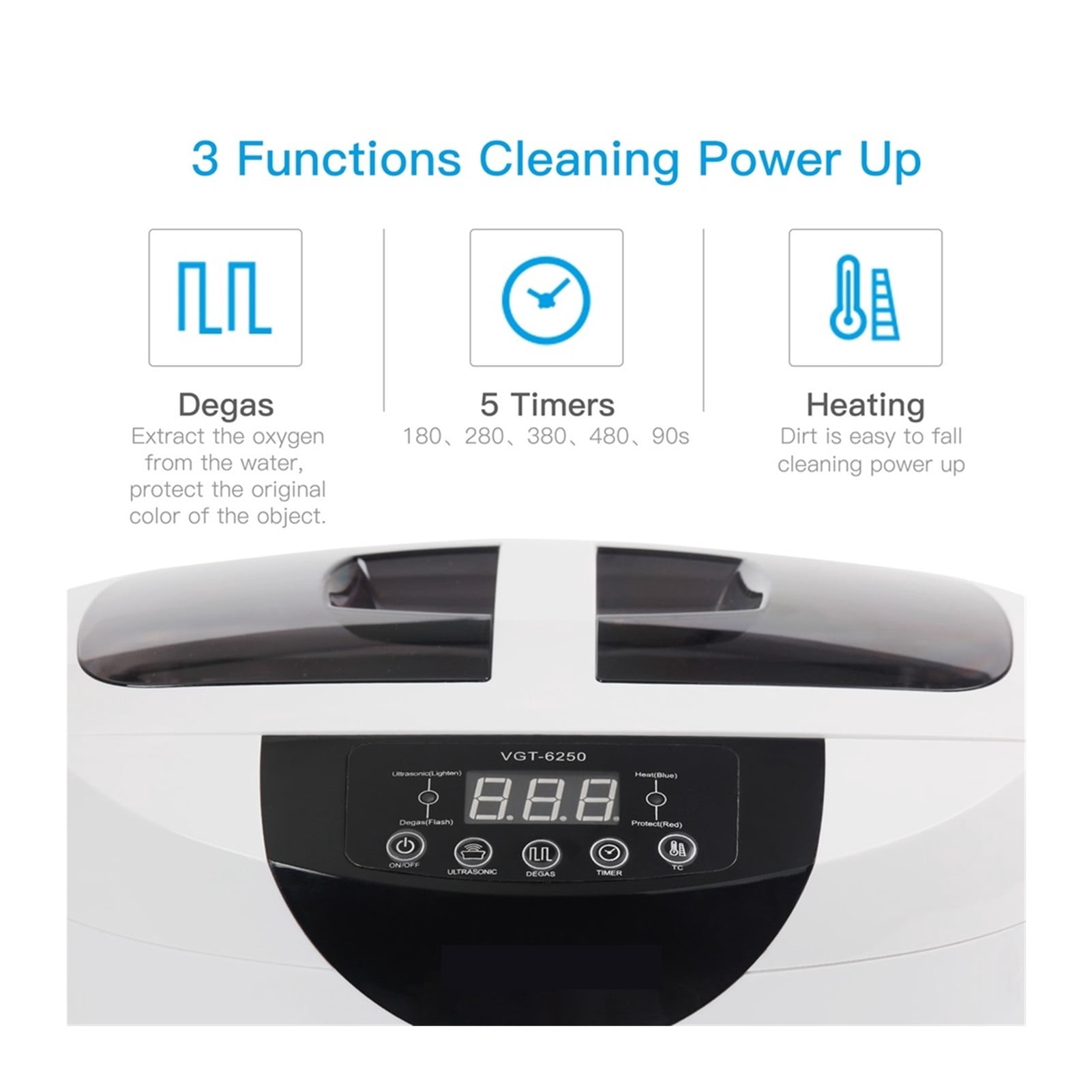 Digital Ultrasonic Cleaner 2500ML For Fruits Vegetables Home Kitchen Ultrasonic Baths ,Strong Cleaning