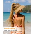 thumbnail image 6 of Sun Hats for Women Wide Brim Ponytail, Beach Hat Straw Visor Summer UV Packable Foldable Beach Vacation Essentials, One Size Fits Most, Black, 6 of 7