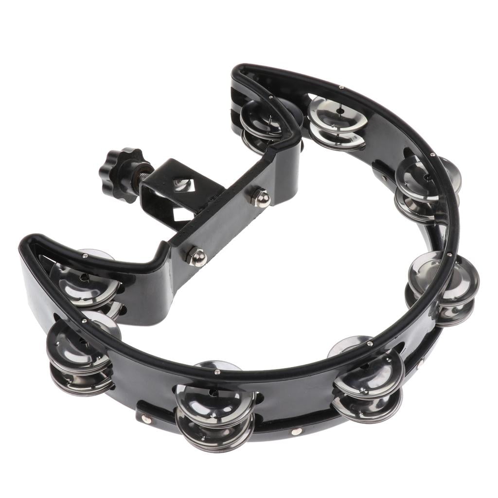 LeeQinersw Drum Accompaniment Accessory 4 Pairs of Stainless Steel Jingles Rattle Black