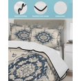 thumbnail image 4 of Navy Blue Boho Queen Size Down Alternative Comforter, Lightweight Comforter Quilt Bedding Set with Pillow Shams Retro Southwestern Ethnic Geometric All Seasons Bed Comforter Duvet Insert 90"x96", 4 of 7