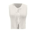 thumbnail image 5 of UJNDER Tie Front Vest Top Crochet Sweater Vest for Women Sleeveless Casual Knit Open Front White M, 5 of 6