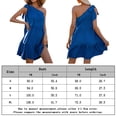 thumbnail image 2 of Vestidos De Playa Vestido corto de mujer con pliegues y cuello de un hombro para cóctel (azul S) Ygjytge para Mujer Azul T L, 2 of 9