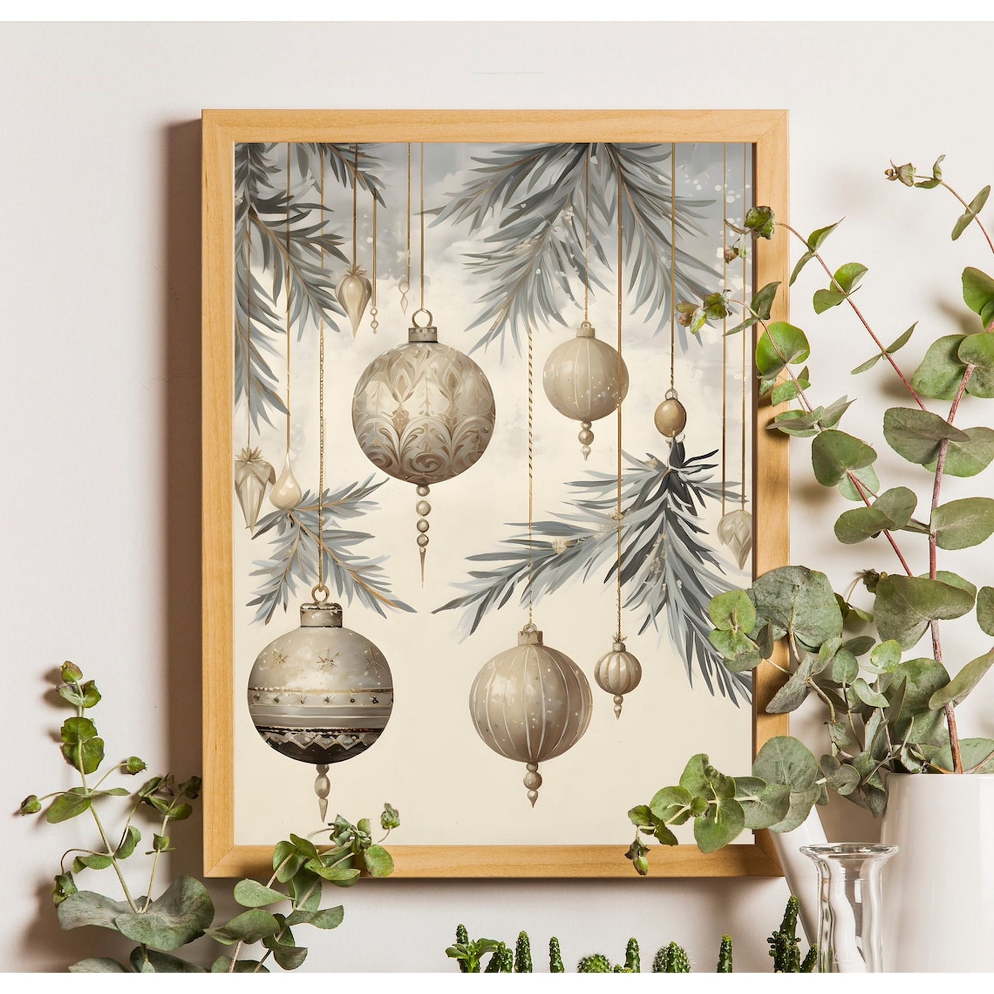 Ornaments Poster Aesthetic Baubles Rustic Living Room And Gallery Wall Decor