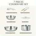 thumbnail image 2 of Bamboohart 10pcs/7pcs Stainless Steel Pots And Pans Set  Kitchen Cookware Sets Stainless Steel  Stainless Steel Pot And Pan Set with Detachable Handle  Oven Safe  Induction Ready, 2 of 7