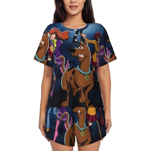 Saiise Scooby-Doo At Pajamas Sets for Women Soft Short-Sleeved Pjs with Lounge Shorts Two Piece Sleepwear S-4XL
