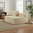 thumbnail image 4 of Beige Teddy Fleece Single Sofa Chair, Compressed Modular Floor Couch with Wide Seat and Three Back Cushions, Soft All-Foam Support, Cozy Lounge Chair for Living Room, Dorm, Kids & Pets: YK, 4 of 5