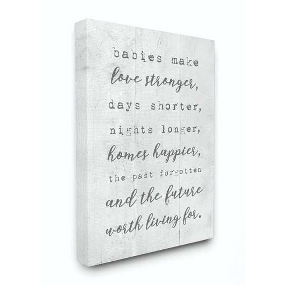 Stupell Industries Babies Make Love Stronger Family Home Kids Gray Word Design Canvas Wall Art by Daphne Polselli