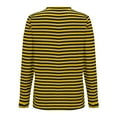 thumbnail image 5 of Duoif Womens Tops Long Sleeve Shirts for Women, Women's Spring Round Neck Long Sleeve Loose Two Color Striped T Shirt Tops for Women Trendy Yellow XXL, 5 of 6