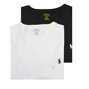 Polo Ralph Lauren Men Assorted 2 Pack V-Neck T-shirt (S, White/Black)