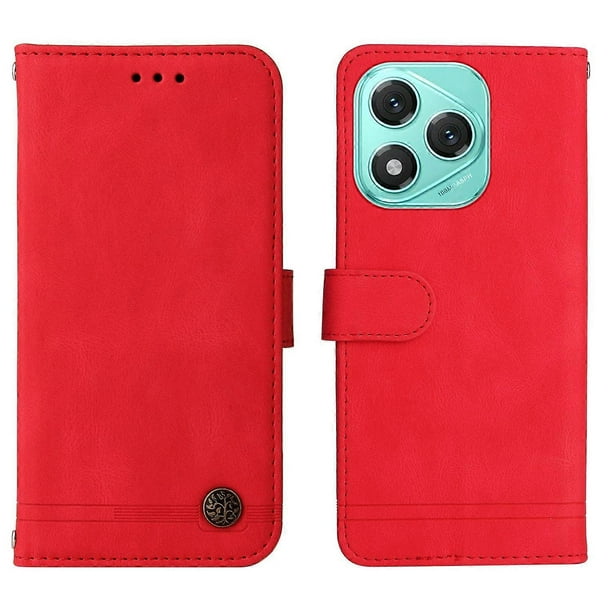 For Honor 400 Lite Leather Wallet Cases Skin Touch Phone Cover Stand with Strap - Black