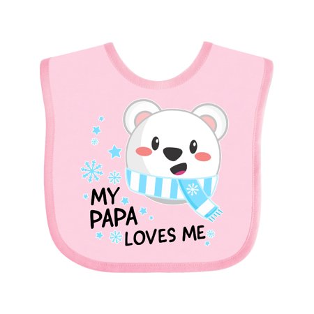 

Inktastic My Papa Loves me- polar bear Gift Baby Boy or Baby Girl Bib