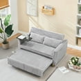 thumbnail image 3 of Corduroy Pull-out and Push-in Sofa with Dual Functions,Convertible Sofa Bed with a Movable Tabletop and USB Ports,Adjustable Backrest Couch Bed for Living Room ,Bedroom and Guest Room,Gray, 3 of 7