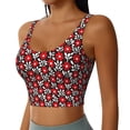 thumbnail image 2 of Vsdgher Red Floral Print Women Sleeveless Athletic Tank Top Built-in Bra Camisole Sports Vest for Yoga Running Fitness Exercise with Removable Pads, 2 of 8