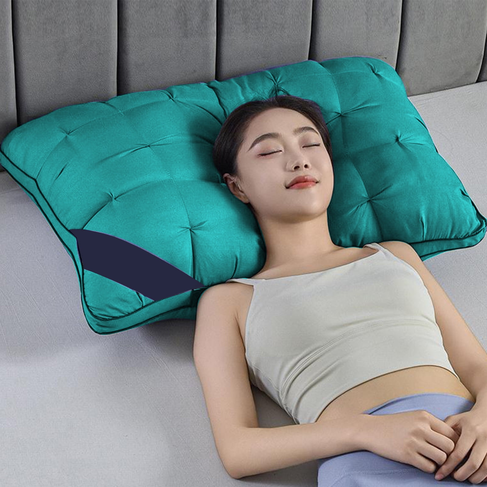 Goose Down Feather Pillows, Soft Bed Pillows Queen Size Set of 2, 100% Soft Cotton Shell, Bedding Pillow for Back, Stomach or Side Sleepers
