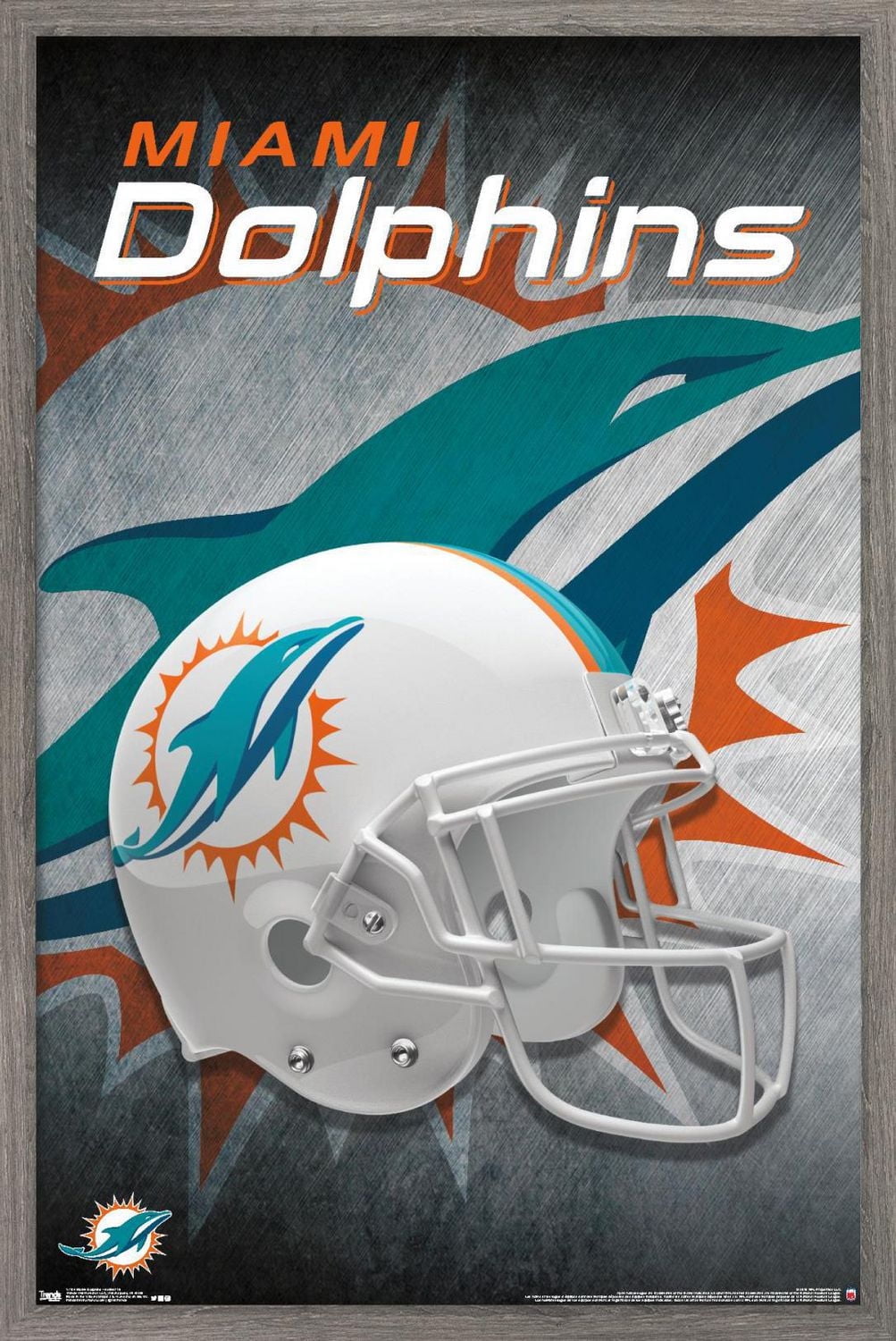 NFL Miami Dolphins - Helmet 18 Wall Poster, 14.725" x 22.375" Framed