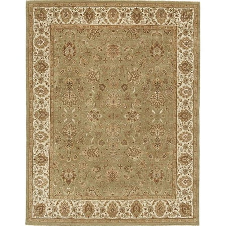 Agra Ivory Green - Due Process Stable Trading Rambagh Agra Light Green & Ivory Area Rug, 10 x 14 ft.