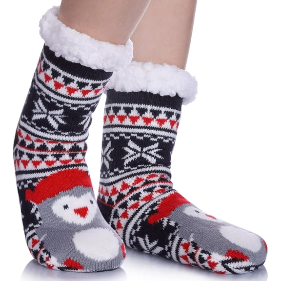 Kids Slipper Socks Boys Girls Fuzzy Soft Thick Cozy Warm Fleece lined Winter Indoor Christmas Socks