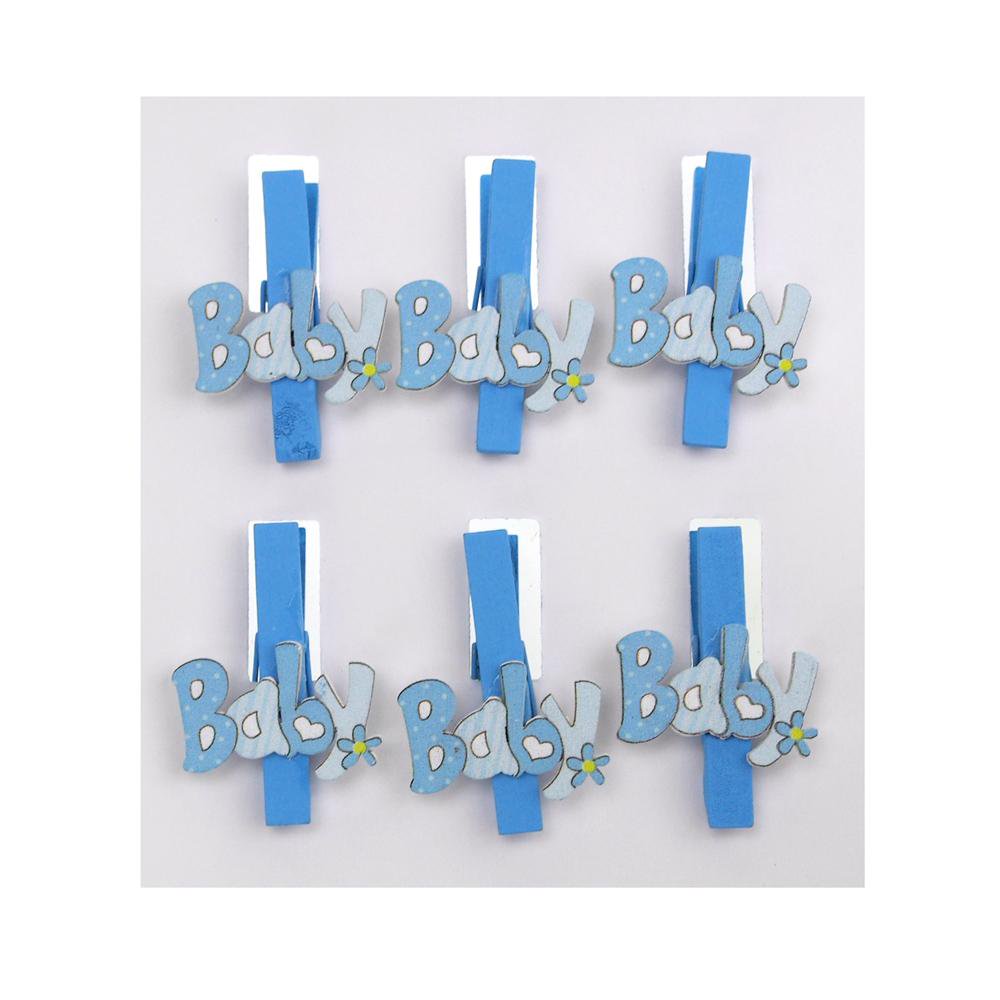 Floral Baby Wooden Clothespins Favors, 2Inch, 6Piece, Blue Walmart