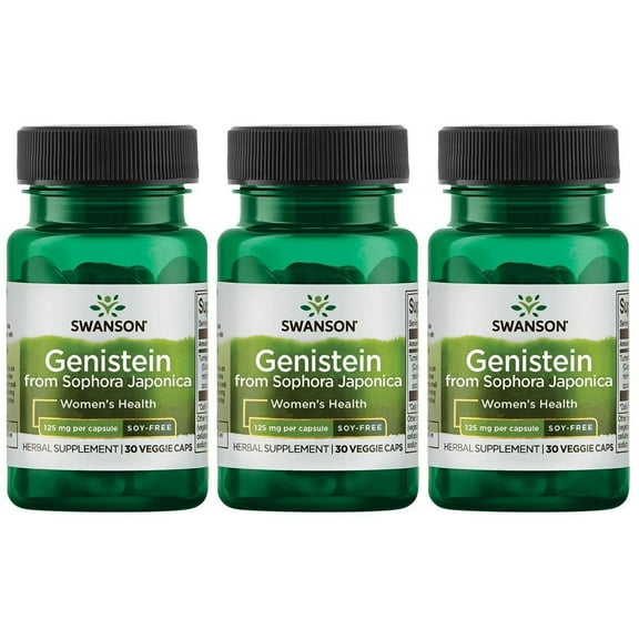 Swanson Genistein from Sophora Japonica - Soy Free 125 mg 60 Vegan Caps 3 Pack