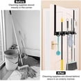thumbnail image 5 of Lalafancy Over Door Broom and Mop Hanging Holder with Movable Sliding 4 Rack 5 Hook, Metal Mop and Broom Holder Wall Mount with 2 Over Door Hook, Door Mount Storage Organizer, 5 of 7