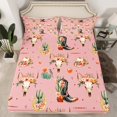 thumbnail image 2 of Feelyou Kawaii Farmhouse Cowgirl Full Size Sheets, Tribal Western Cowboy Bed Sheets, Flower Skeleton Skull Sheet Sets, Luxury Bedroom Decor, 4pcs, 2 of 7