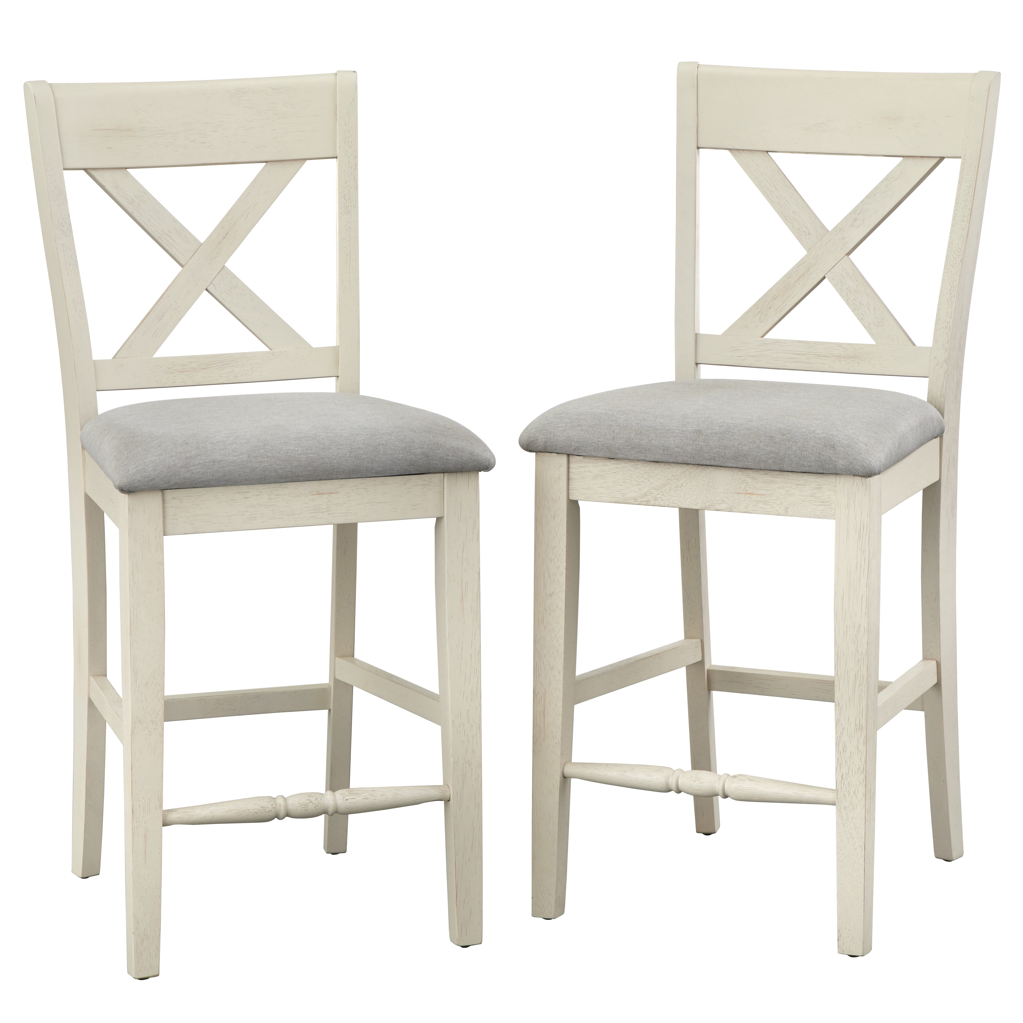 Lifestorey Montreal Crossback Counter Height Stools - Set of 2, Modern Farmhouse Design