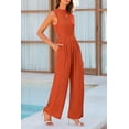 thumbnail image 4 of Womens Summer One Piece Sleeveless Mock Neck Wide Leg Pants Rompers With Pockets, 4 of 17