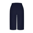 thumbnail image 5 of SELONE Plus Size Palazzo Pants for Women Lounge Pants with Pockets Wide Leg Elastic Waist Capri Trouser Loose Casual Beach Pants Drawstring Solid Lightweight Blue M Breathable Summer Clothes, 5 of 8