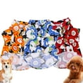 thumbnail image 1 of Flmtop Chiot T-Shirt Hawaii Plage Style Chrysanthème Impression Polyester Rabat Col Blouse Costume pour l'Été Bleu, 1 of 9