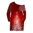 thumbnail image 5 of Pntutb Camiseta sin tirantes de manga larga con cuello inclinado suelto con estampado navideño para mujer top Pntutb Pntutb-3153, 5 of 5