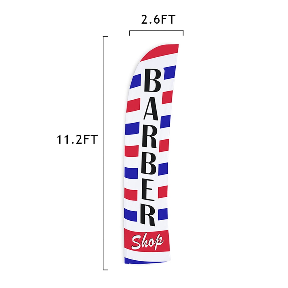 Barber Shop Feather Flag Kits - 13.5ft Flag Complete Pole Set Ground Stake – Great for Businesses, Storefronts, Sales - Printed in The USA