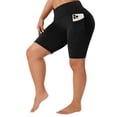thumbnail image 2 of Domuza Plus Size Biker Shorts for Women with Pockets -High Waisted Workout Spandex Tummy Control Gym Running Yoga Shorts Black 4XL, 2 of 4