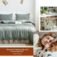 thumbnail image 3 of Simple&Opulence 100% Linen Duvet Cover Set, 3 Piece Belgian Flax Breathable Bedding, King Size 104''x92'' (1 Comforter Cover+2 Pillowshams) with Tie Closure Style,Greyish-Green, 3 of 9