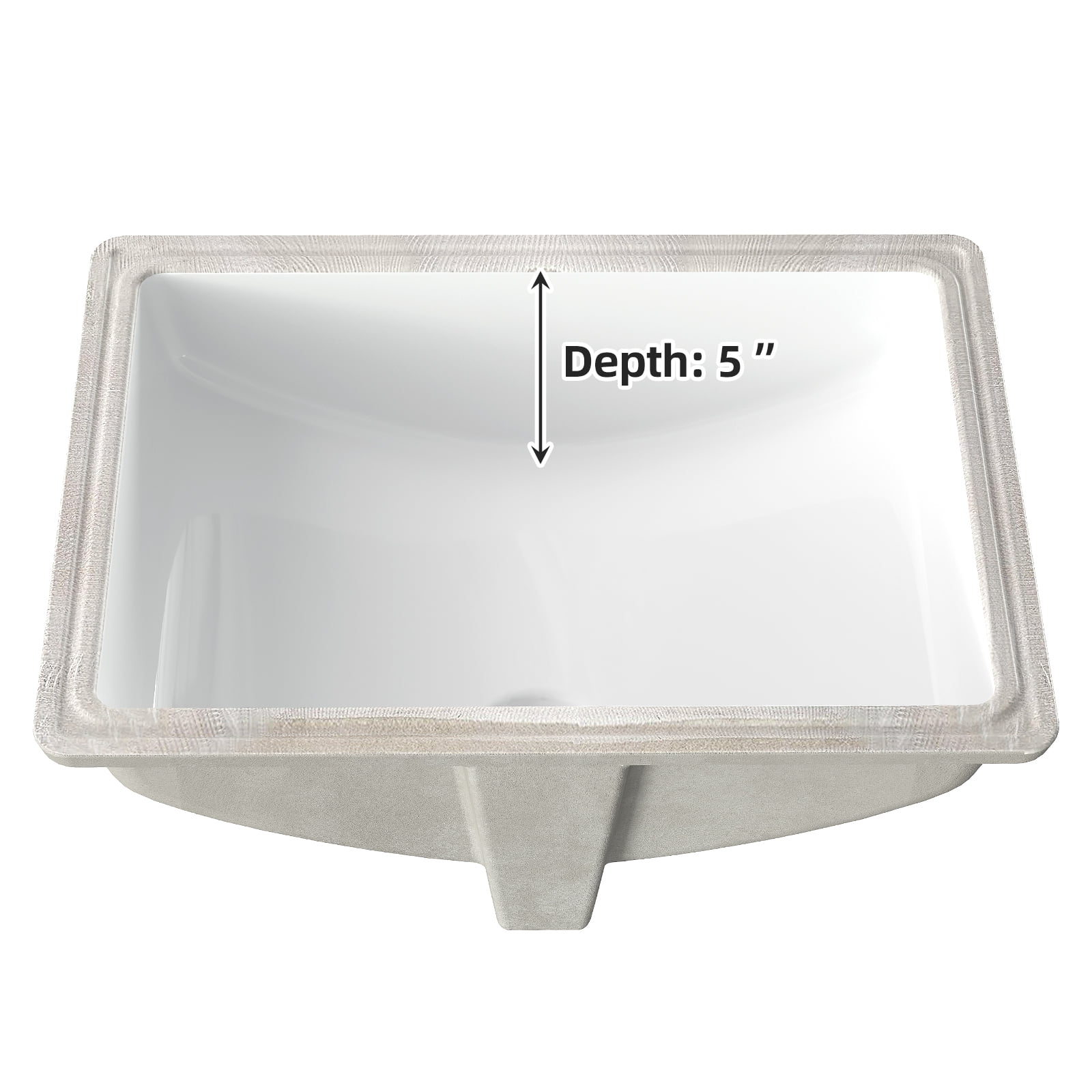 GoFashion Undermount Bathroom Sink, Rectangular 22"x16" Vessel Sink White Ceramic Lavatory Vanity Vessel Sink with Overflow - white