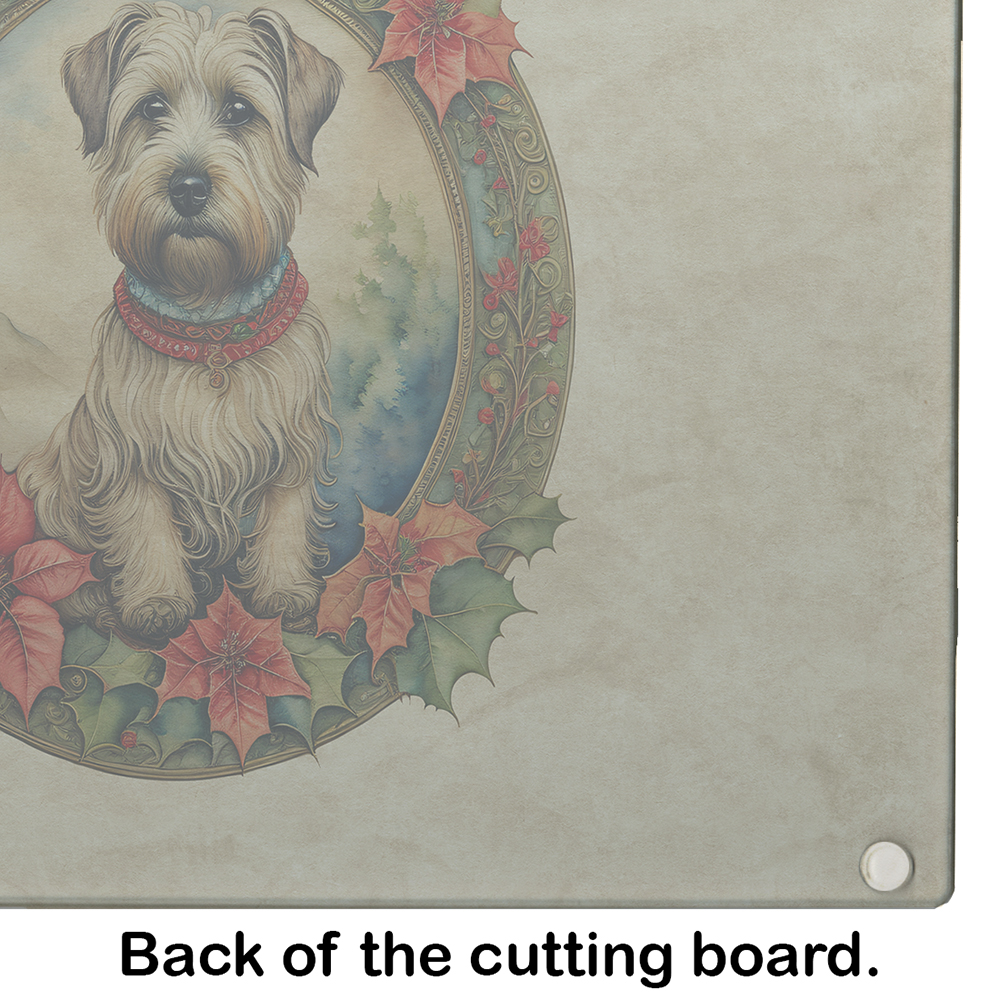 Glen of Imaal Terrier Christmas Flowers Glass Cutting Board 12 in x 15 in