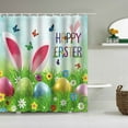thumbnail image 4 of Easter Shower Curtain, Waterproof Bathroom Curtain with Hooks, 59x71 Inch No Punch Bunny Egg Design, Polyester Holiday Bath Decor, 4 of 6