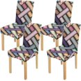 thumbnail image 1 of RYLABLUE Abstract Plaid Diagonal Stretch Chair Cover Protector Seat Slipcover for Dining Room Hotel Wedding Party Set of 4, 1 of 5