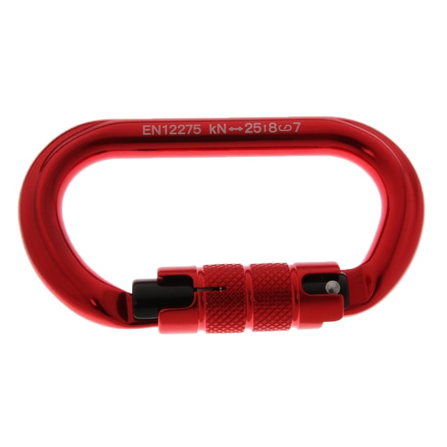 Mosquetón de bloqueo automático Sunnimix de aluminio de 25KN ovalado para escalada al aire libre rojo