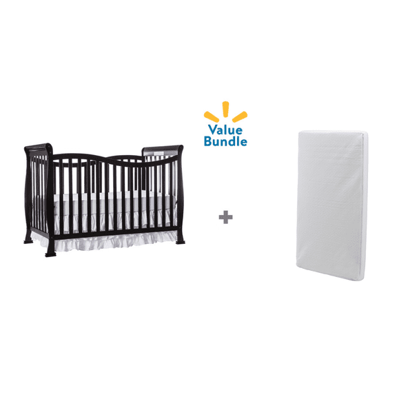 Dream On Me Violet 7-in-1 Convertible Crib with Mattress Value Pack (Black)