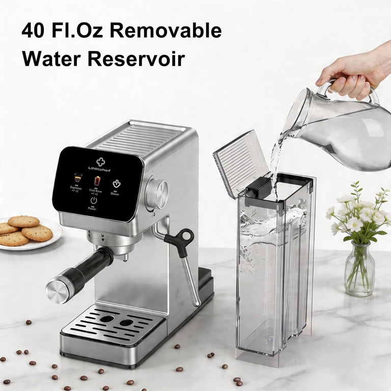 LINKChef Espresso Machine, 20 Bar, Small Coffee Maker with Milk