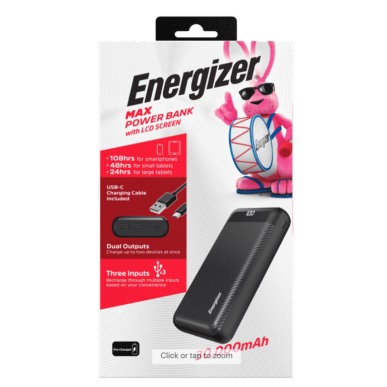 Energizer MAX 30,000mAh High Speed Portable Charger/Power Bank with LCD  Display