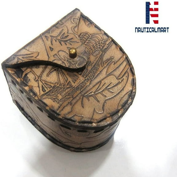 NauticalMart vintage embossed magnetic leather case for compass Marine Case