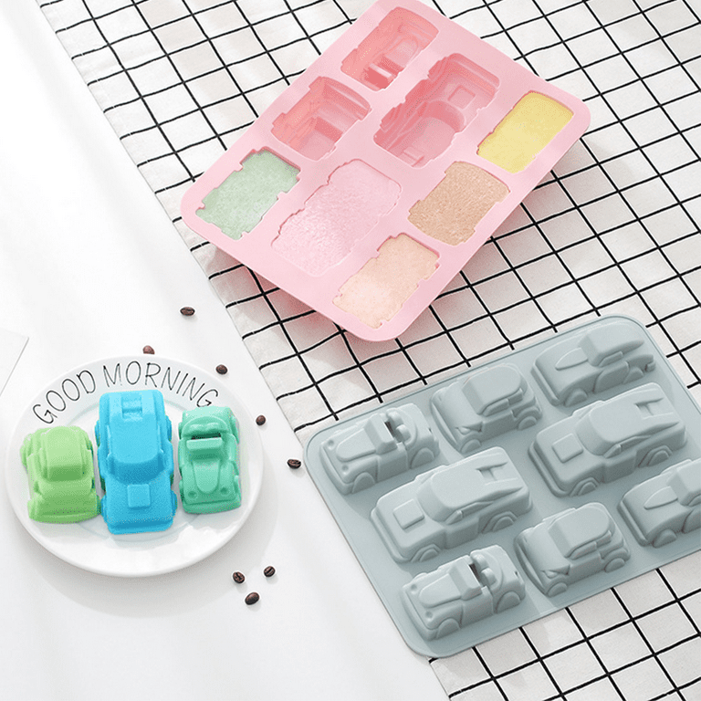 Sohindel 6pcs Car Silicone Molds Cars Shape Chocolate Candy Molds Jello Mold for Kids Cute Race Car Mold for Making Handmade Cake - Pink, Kids Unisex, Size